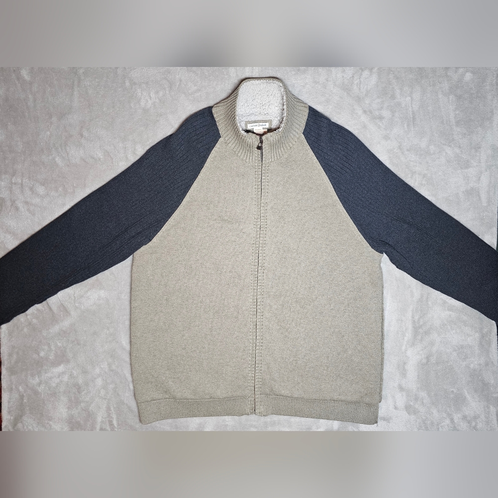 Carbon 2 Cobalt Sherpa Lined Full Zip Heavy Knitted Jacket XXL Two‎ toned